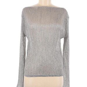 Sheer metallic boatneck top